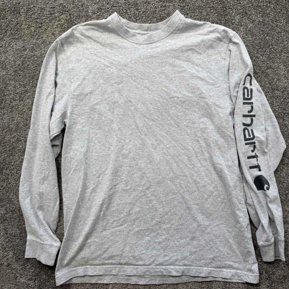 Carhartt Mens Long Sleeve Graphic T-Shirt Gray Original Fit K231 Large